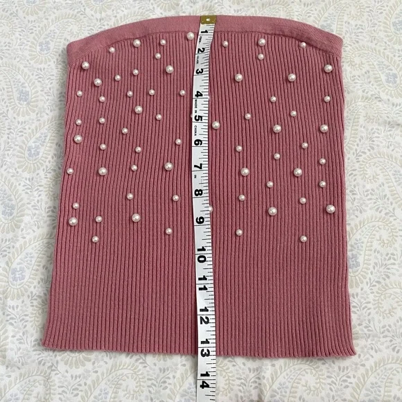 Meraki 2-piece ribbed sweater tube top, balloon sleeve cowl neck coord set - Picture 7 of 9